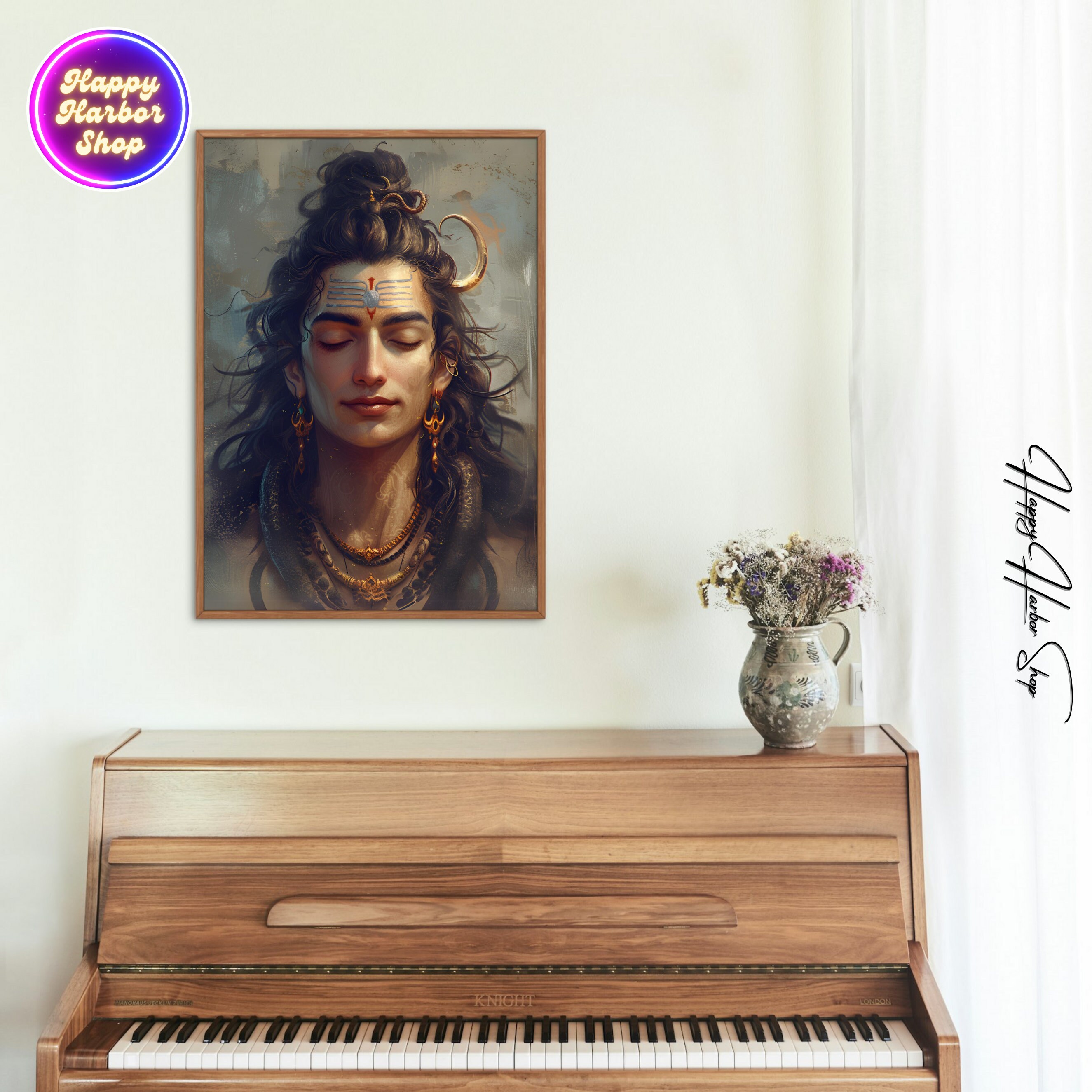 Lord Shiva Art Canvas Painting, Shiva Meditation Wall Art, Hindu God ...