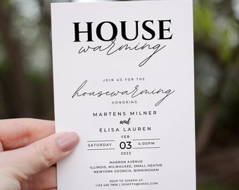 Minimalist Housewarming Party Invitation, Editable Template (Canva)