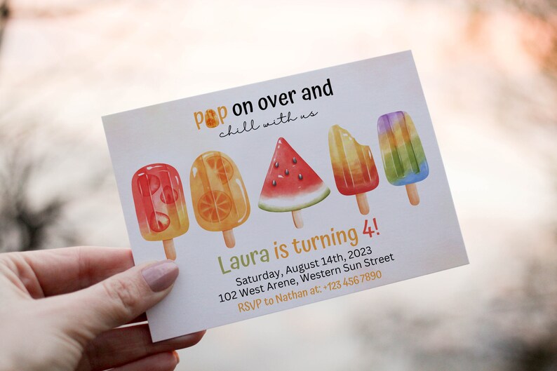 Editable Popsicle Birthday Invitation Popsicle Birthday Invite Pop on