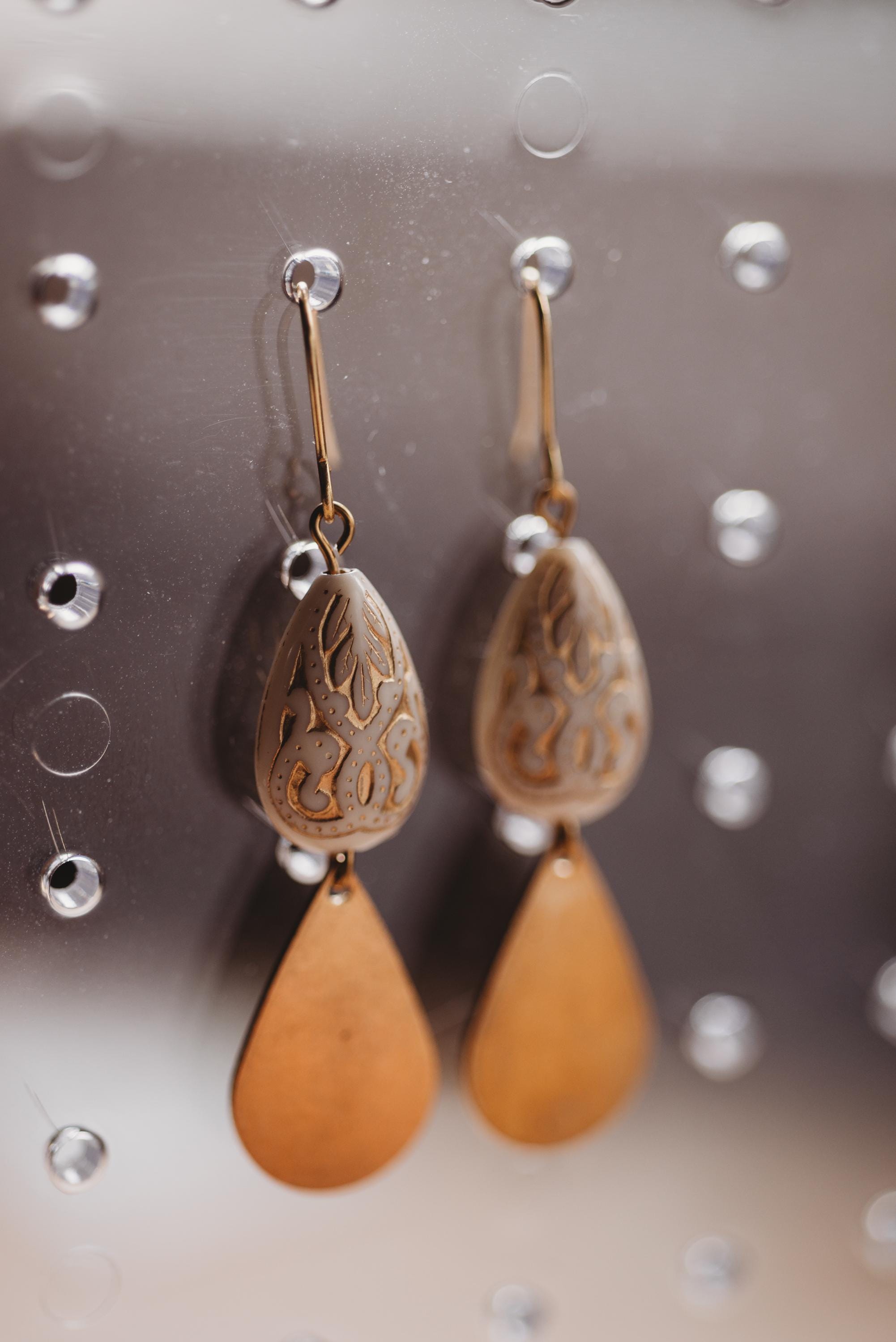 Inateannal Orecchini Pendenti in Filigrana d'Oro con Perle, Design Vintage, Dangle, 1 Unità