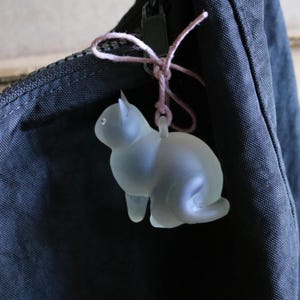 clear + chunky lucky “ghost” cat bag charm with embellished cubic zirconia eyes image 7