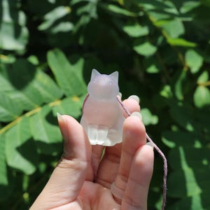 clear + chunky lucky “ghost” cat bag charm with embellished cubic zirconia eyes image 5