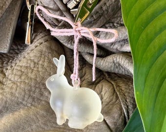 Clear & Chunky ‘Lucky Ghost’ Bunny Rabbit Bag Charm / Keychain