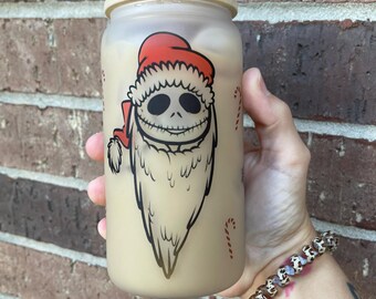 Copa de cristal de Jack Skellington de Santa Claus l Copa de Santa Jack l Copa de cristal de Jack Skellington l Copa de Jack Skellington l Copa de Jack Skellington de Santa Claus