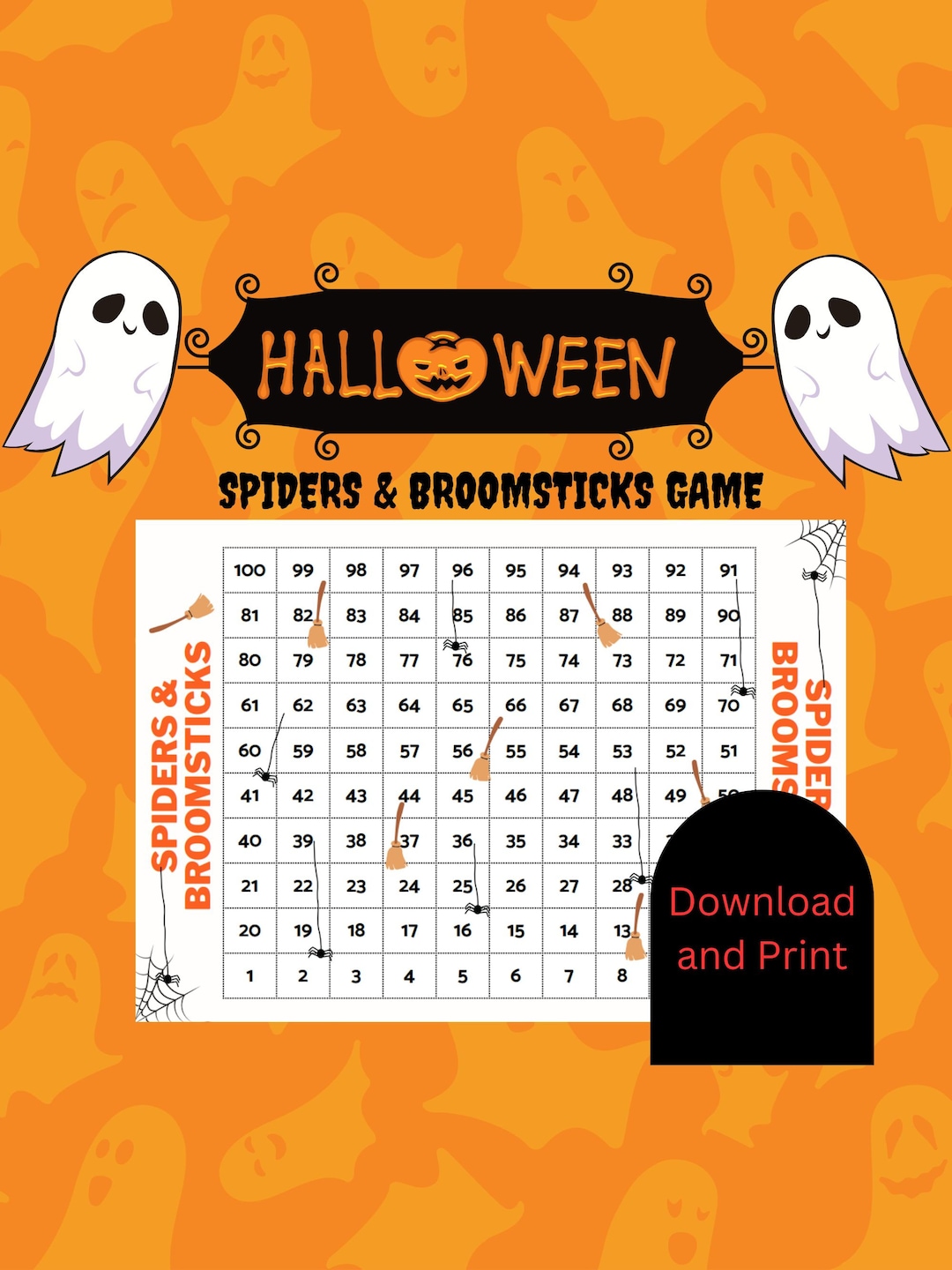 Printable Halloween Board Game Board Game for Kids Halloween - Etsy