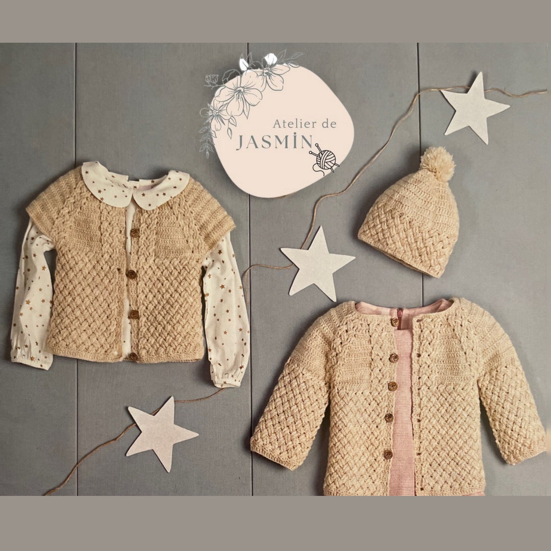 PDF KNITTING PATTERN Baby Cardigan Vest Beanie Set Etsy