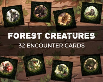 FOREST CREATURES - fantasy rpg portraits - 32 encounter cards