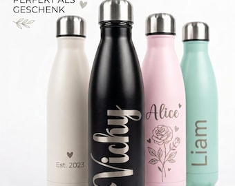 Personalisierte Thermosflasche mit Namen | Edelstahl Trinkflasche Geschenk