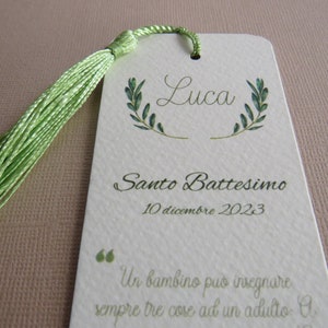 Marcapáginas de bautizo personalizado, con cita