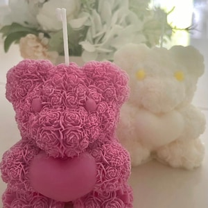 Teddy Bear Heart Candle, Wedding Favor Candle.