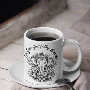 Spiritual mug , Ganesha mug , Faith  Mug, Yoga mug , Ganesh mug , OM mug, Mantra mug , meditation mug ,  Induism Coffee mug  11oz , gift