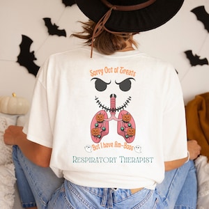 Sorry Out Of Treats Cute Funny Halloween Respiratory Therapist Lung Shirt