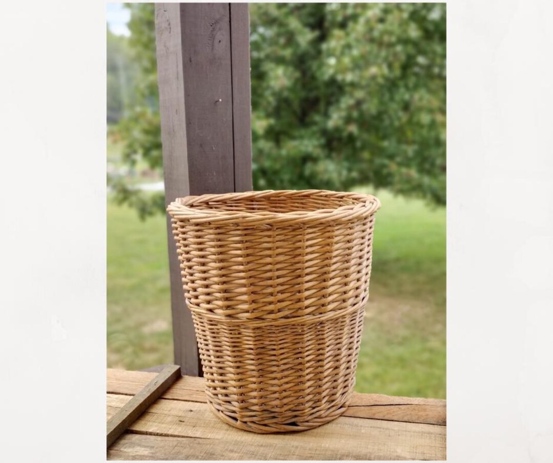 Vintage Woven Wicker Basket Planter for Large Plants. Large Wicker ...