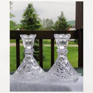 Vintage Anna hutte bleikristall crystal candle  holders. 24% lead crystal candlesticks. pair.  Crystal candle holder sets.  Made in germany