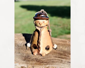 Vintage Ernesco Pottery Clown Bell Figurine - Japan Hobo Decor