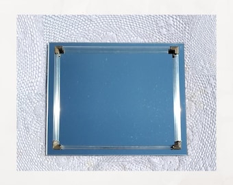 Vintage Mirrored Vanity Tray: Rectangle Perfume Display, 14" x 11.75"
