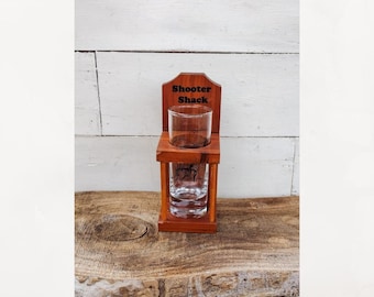 Vintage Shooter Shack Shot Glass with Holder: Howling Wolves Barware