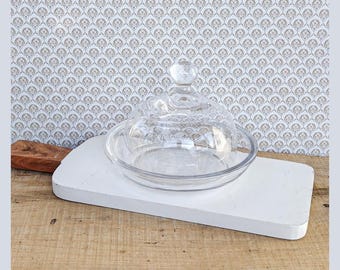 Vintage Princess House Domed Butter Dish: Etched Floral Glass Heritage Collection