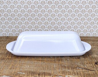 Vintage melamine white covered butter dish.