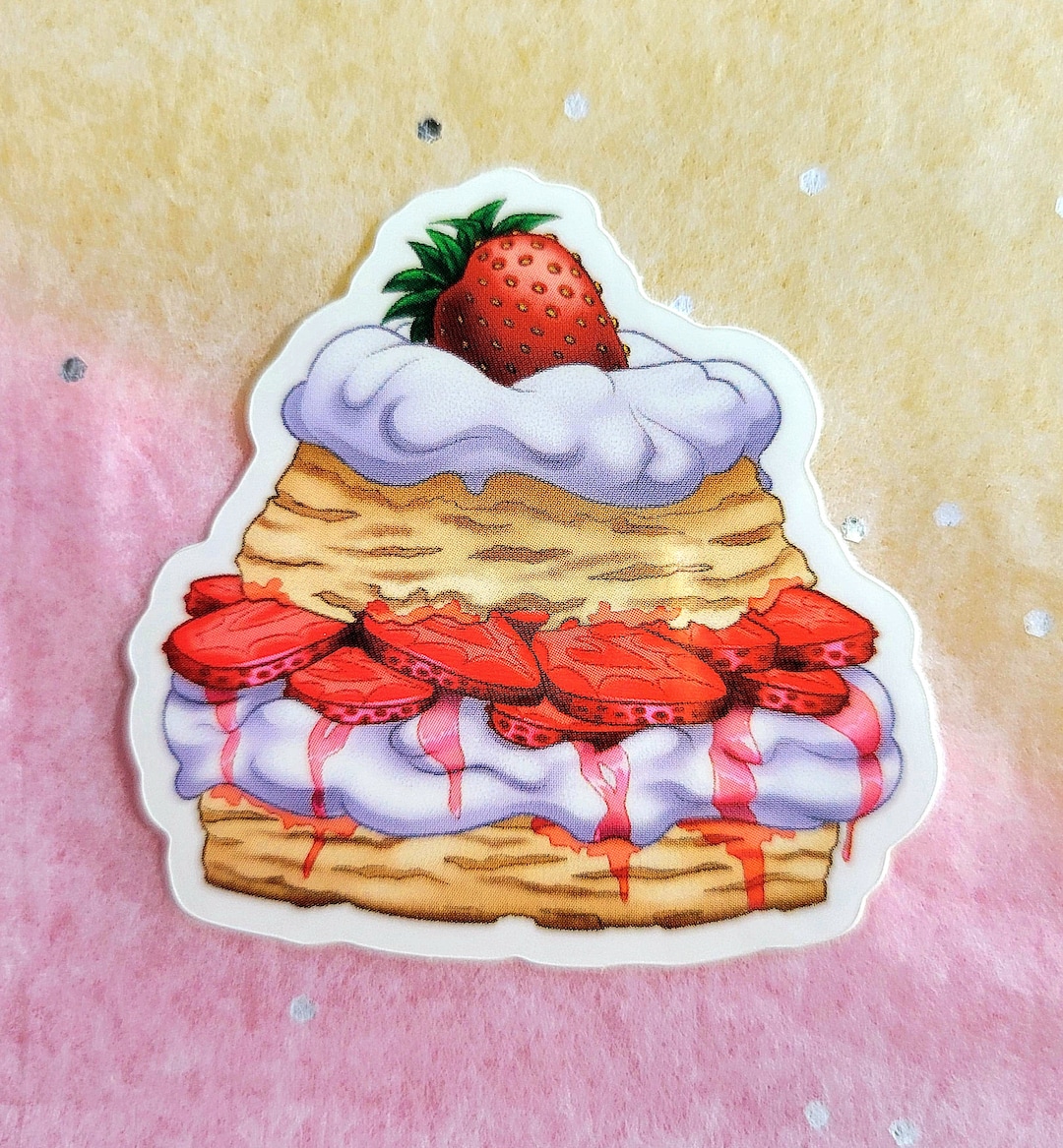 Cute Strawberry Shortcake Dessert Die Cut Vinyl Sticker - Etsy