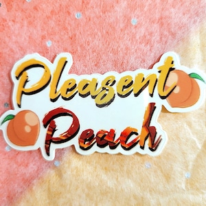 Pleasent Peach Wording Die Cut Glossy Vinyl Sticker