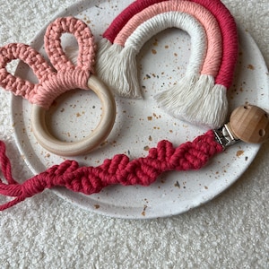 Birth box - newborn, pacifier clip, rattle-teethering ring, rainbow