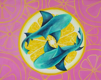 Shark Lemon Art Print
