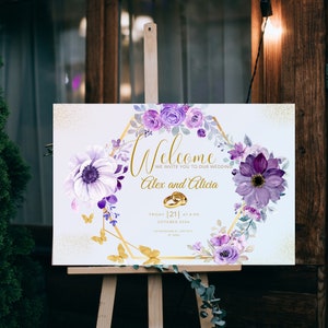 Cartel rectangular personalizado para boda completo script
