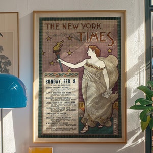 Vintage New York Times Poster: Lady Liberty Art Deco Print