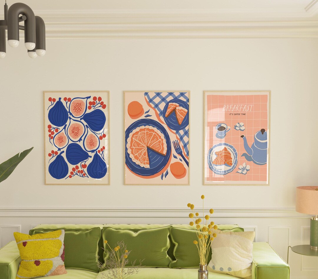 Kitchen Wall Art Set of 3, Museum Quality Food Prints, Dining Room Wall ...