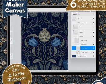 The Pattern Maker Canvas Arts & Craft Wallpaper Edition, Diamond Method Canvas for Procreate, Draw Your Own Wallpaper Templates