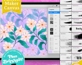 The Pattern Maker Canvas for Procreate, Texture Brushes and Seamless Canvas Texture Overlays for Surface Pattern Design