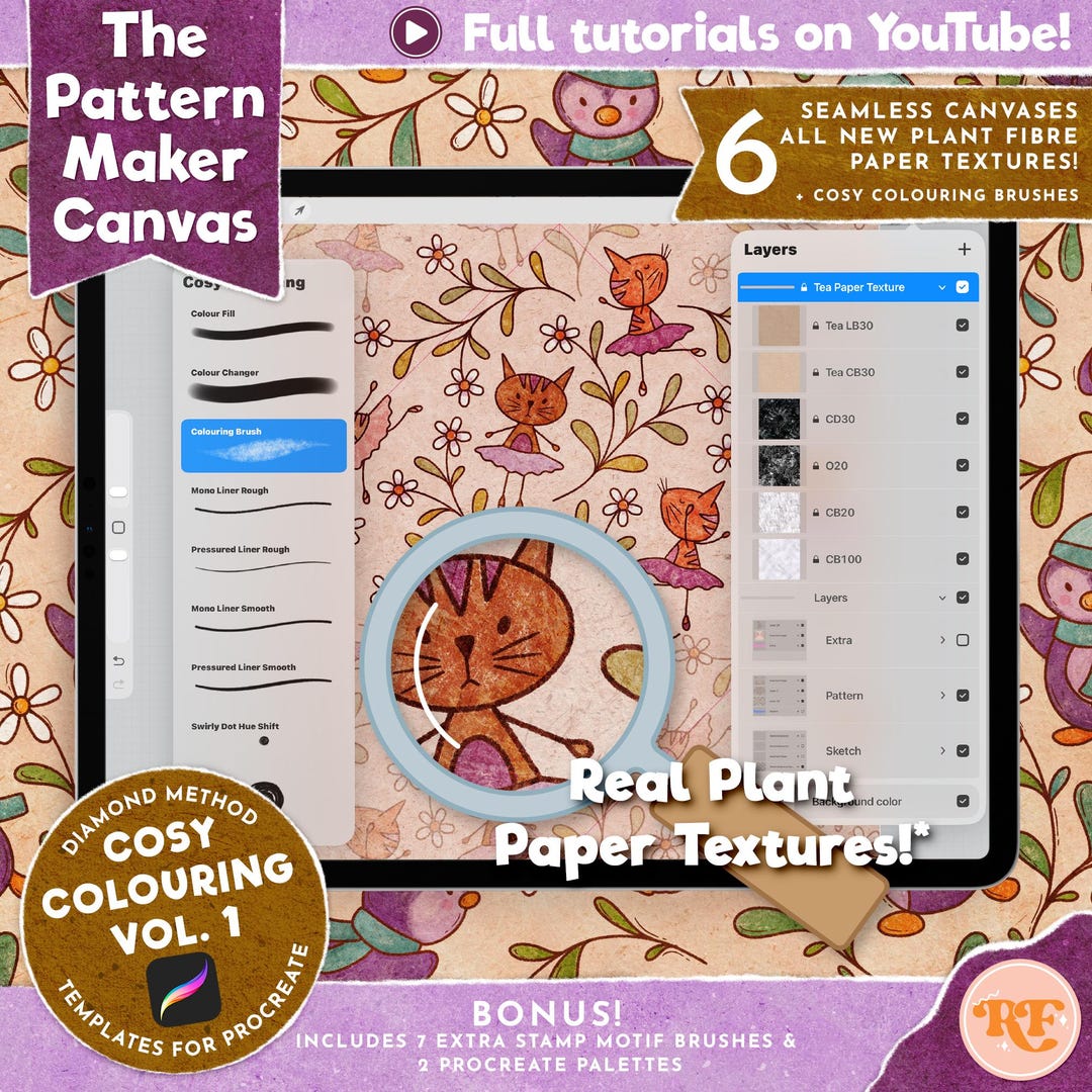 The Pattern Maker Canvas: Cosy Colouring Vol.1, Diamond Method Canvas ...