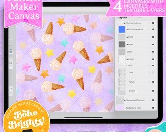 The Pattern Maker Canvas for Procreate Vol.II Boho Brights, Seamless Texture Overlays, Diamond Method Canvas for Procreate