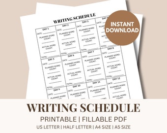 Writing Schedule Planner Etsy