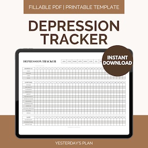 Depression Tracker | Mood Tracker | Printable Depression Template | Mental Health Tracker | Fillable PDF | US Letter | Half Letter | A4 | A5