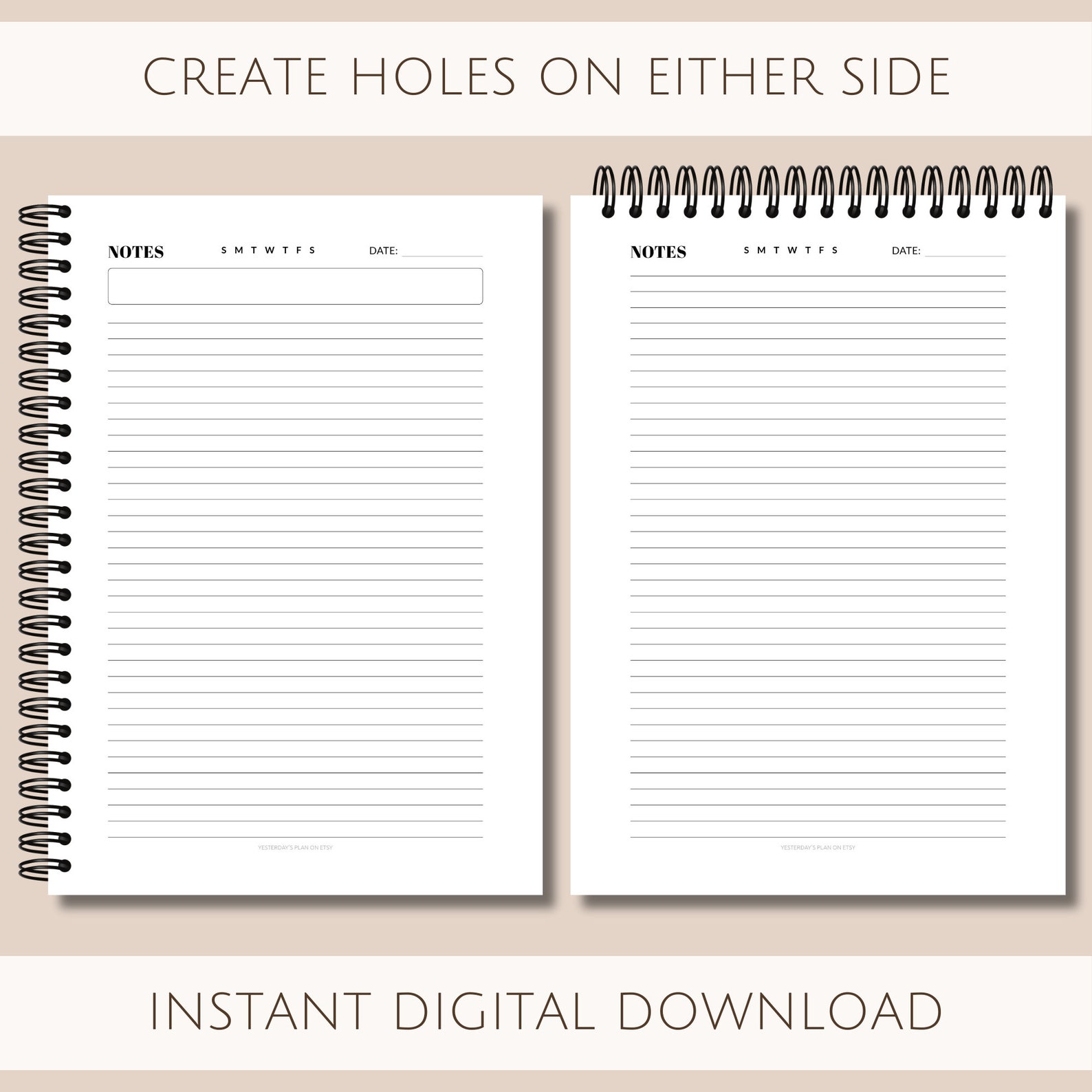 Lined Notes Page Printable | Note-taking Template | Notes Template ...