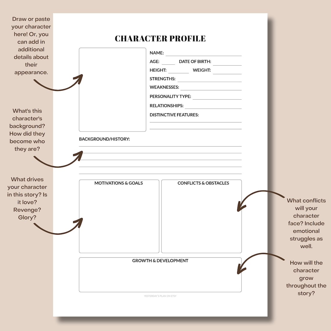 Character Profile Template Character Creation Tool Writing Character Profile Template Character Creation Tool Writing