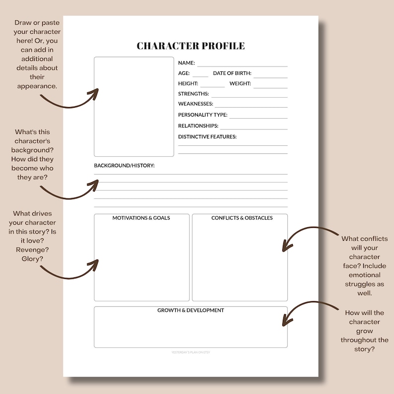 Character Profile Template Character Creation Tool Writing Character Profile Template Character Creation Tool Writing