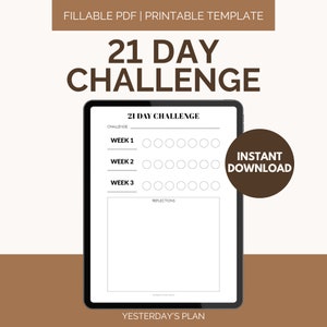 21-Day Challenge Tracker | 21 Day Progress Tracker | 3-Week Challenge Planner | Daily Habit Tracker Printable | 3 Week Habit Tracker