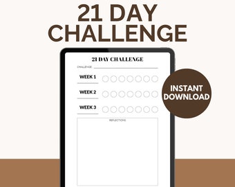 21-Day Challenge Tracker | 21 Day Progress Tracker | 3-Week Challenge Planner | Daily Habit Tracker Printable | 3 Week Habit Tracker