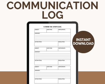 Communication Log | Printable Fillable PDF (US Letter, A4, A5)