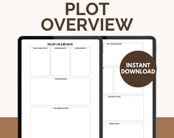 Plot Overview Template | Story Outline, US Letter, A4 (Fillable PDF)