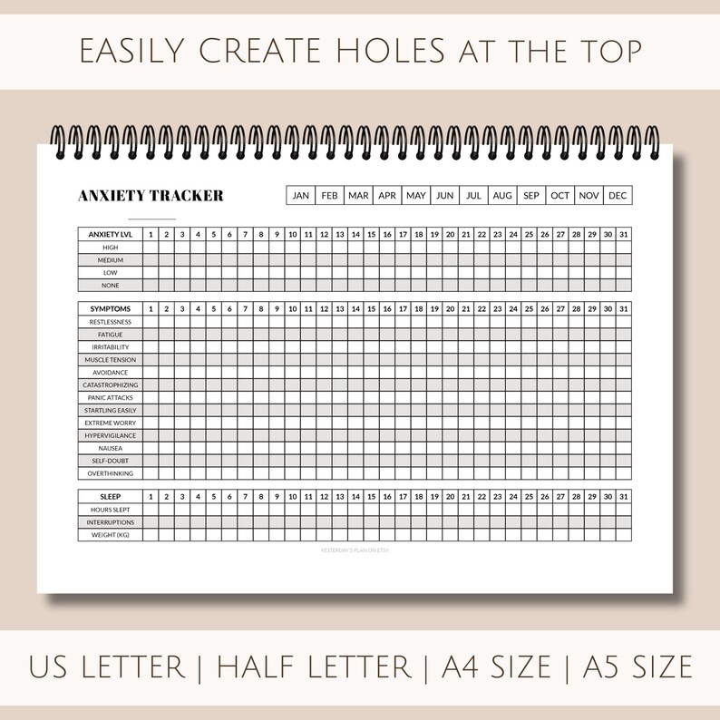Anxiety Tracker Mood Tracker Printable Anxiety Template Mental Anxiety Tracker Mood Tracker Printable Anxiety Template Mental