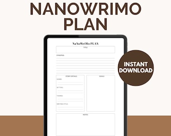 NaNoWriMo Plan | Schreibplan | Roman Schrift | Story Planung | Schreibvorlage | Ausfüllbares PDF | US Letter | Halbbuchstabe | DIN A4 | A5