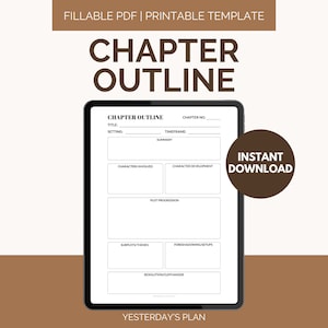 Esquema de capítulo / Plantilla de esquema de capítulo / Desglose de capítulo / Planificación de capítulo / PDF rellenable / Carta EE. UU. / Media carta / A4 / A5
