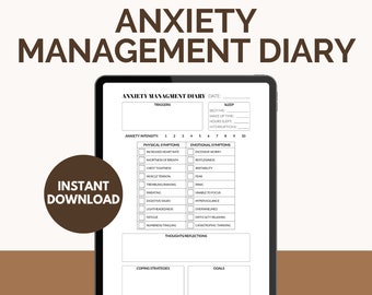 Anxiety Management Diary | Printable Mental Health Tracker (Fillable PDF)