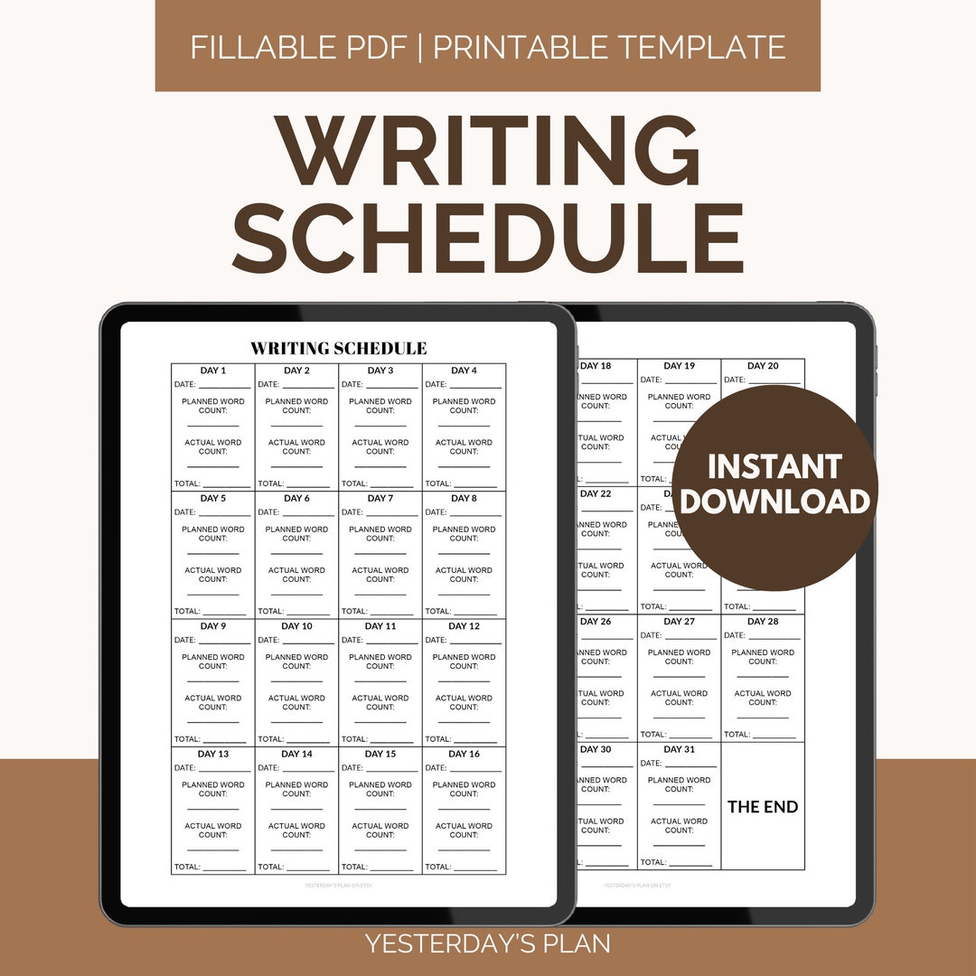Writing Schedule Template Writing Routine Planner Daily Writing Writing Schedule Template Writing Routine Planner Daily Writing