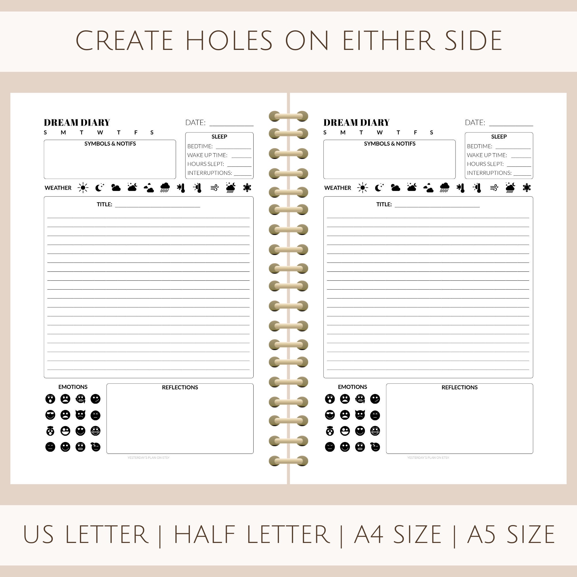 Dream Diary Template Printable Dream Journal Sleep & Dream Log