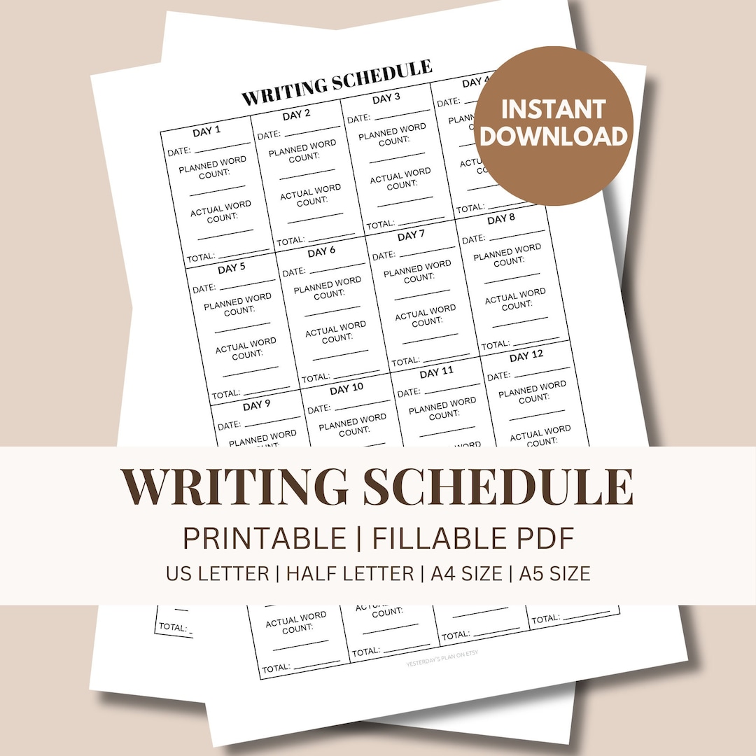 Writing Schedule Template Writing Routine Planner Daily Writing Writing Schedule Template Writing Routine Planner Daily Writing